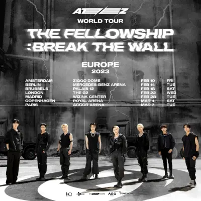 Ateez kunngjør datoer, byer og arenaer for European Leg of 'The Fellowship: Break the Wall' World Tour